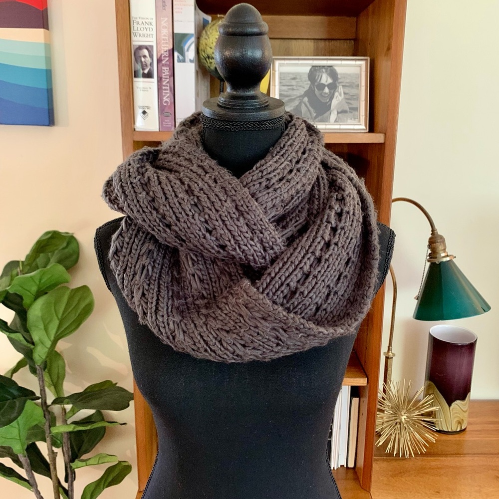 Gray Knit Infinity Scarf